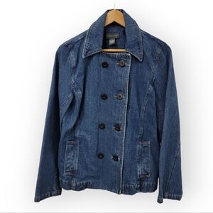 Relativity Double Breasted Denim Blue Jean Jacket 100% cotton Size M